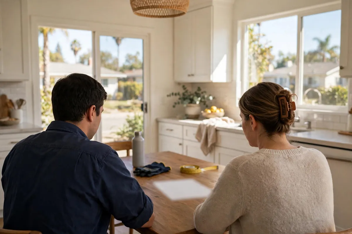 Specialist reviewing a written leak detection estimate with a homeowner