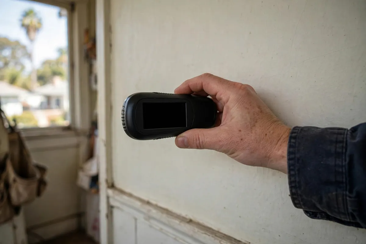 Moisture meter reading taken on an interior wall in a Palm Park home